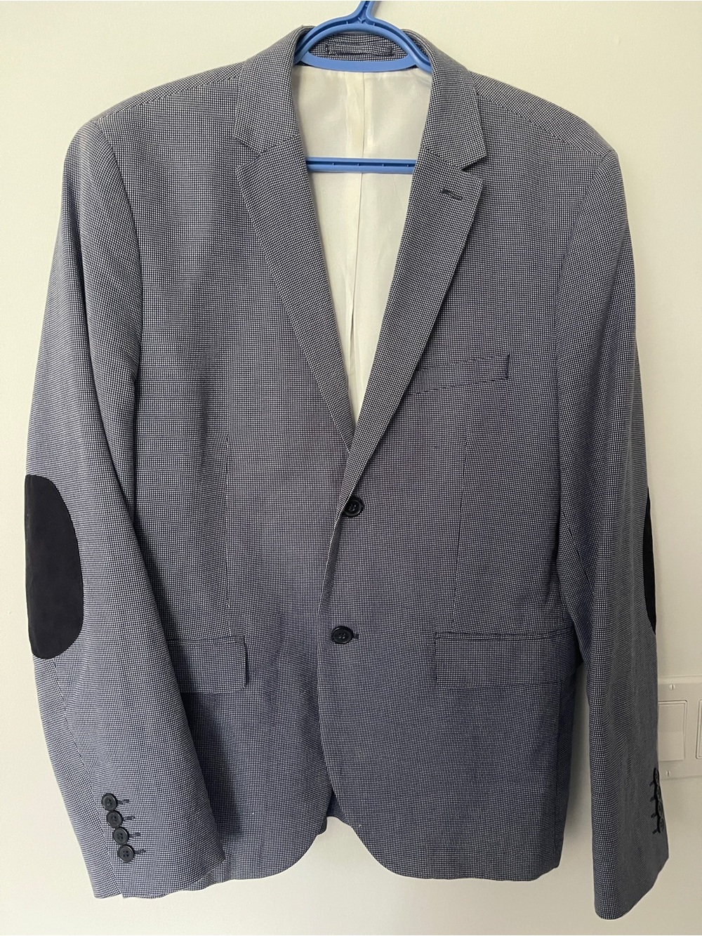 Men’s Blazer Light Blue Navy Patches Size M-L